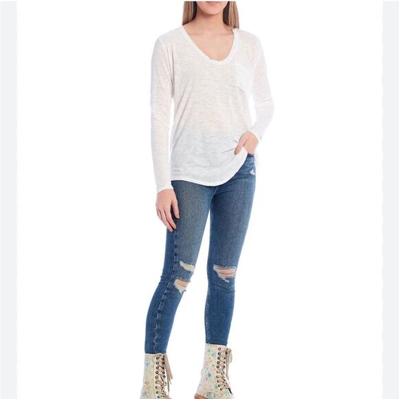 We the free Betty white tunic Tshirt with pocket Medium NWT - Picture 3 of 8